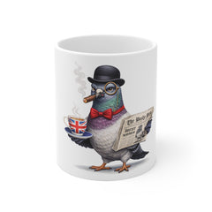 British Gentleman Pigeon Mug — Funny Tea & Cigar Bird Coffee Cup
