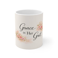 Grace in Her Grit Floral Coffee Mug — Inspirational Tea Cup for Women, Encouragement Gift