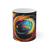 Abstract Neon Swirl Mug – Colorful Psychedelic Coffee Cup