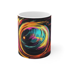 Abstract Neon Swirl Mug – Colorful Psychedelic Coffee Cup