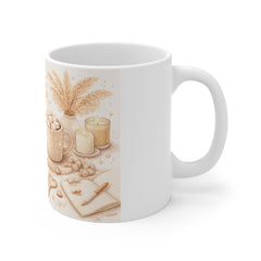 Cozy Morning Mug — Pancakes, Hot Cocoa & Knitting Aesthetic Ceramic Coffee Cup