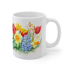 Floral Spring Bouquet Mug — Tulip & Daffodil Watercolor Coffee Cup