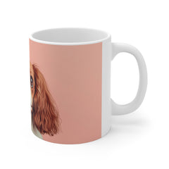 Cavalier King Charles Portrait Mug — Cute Pink Dog Coffee Cup