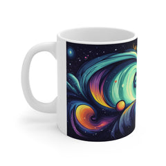 Cosmic Rainbow Wave Mug — Colorful Galaxy Surf Ceramic Coffee Cup