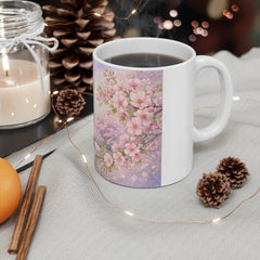 Cherry Blossom Scenic Mug — Pink Sakura Bridge Coffee Cup