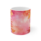 Pink Tropical Plumeria Floral Mug — 11oz Coffee Cup