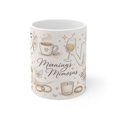 Mornings & Mimosas Ceramic Mug — Cozy Coffee and Brunch Gift