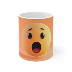 Shocked Emoji Coffee Mug — Cute Surprised Face 11oz Ceramic Gift