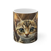 Cute Tabby Kitten Coffee Mug — Adorable Cat Portrait 11oz