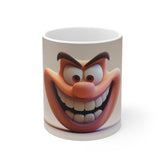 11oz Mug — Cheeky Grinning Face Cartoon Coffee Cup