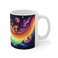 Cosmic Rainbow Wave Mug — Colorful Galaxy Surf Ceramic Coffee Cup