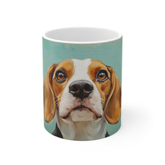 Beagle Portrait Coffee Mug — Cute Dog Art Ceramic 11oz