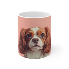 Cavalier King Charles Portrait Mug — Cute Pink Dog Coffee Cup