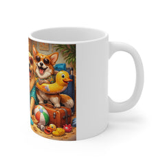 Beach Vacation Dogs Mug – Cute Corgi & Golden Retriever Travel Coffee Cup