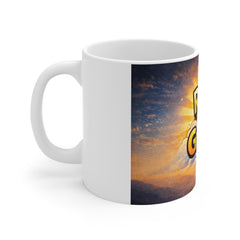Rise & Grind Coffee Mug — Motivational Sunrise 11oz Ceramic Mug