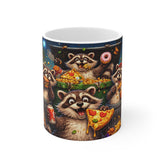 Raccoon Pizza Party Coffee Mug — Cute Snack-Loving Animal Mug for Foodies & Animal Lovers