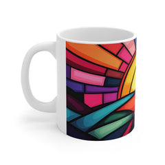 Sunrise Mosaic Ceramic Mug — Colorful Stained-Glass Style Coffee Cup