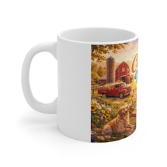 Country Vibes Mug — Rustic Farmhouse Coffee Cup with Picnic Scene