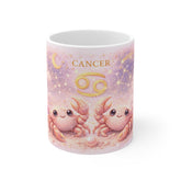 Cancer Zodiac Mug — Cute Pink Crab Astrology Coffee Cup, 'Cancer' Horoscope Gift