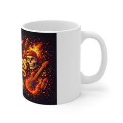 Vibes Flame Graphic Mug — Retro Boombox, Beer & Taco Party Design