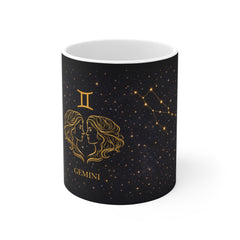 Gemini Constellation 11oz Mug — Gold Zodiac Twins Coffee Cup