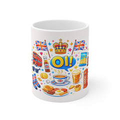 British Icons 11oz Mug — "Oi!" London Tea & Breakfast Illustration