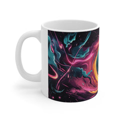 Cosmic Vortex Mug — Neon Black Hole Galaxy Coffee Cup