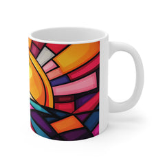 Sunrise Mosaic Ceramic Mug — Colorful Stained-Glass Style Coffee Cup