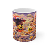 British Tea Party Illustration Mug — Cute Funny Union Jack Afternoon Tea Scene