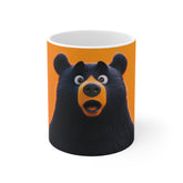 Surprised Black Bear Ceramic Mug — Cute Cartoon Animal Coffee Cup