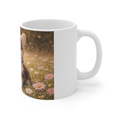 Corgi Puppy Floral Crown Mug — Cute Dog Coffee Cup, Spring Daisy Gift