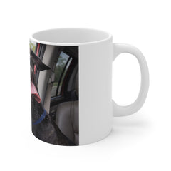 Dog Photo Mug — Funny Happy Pup Car Ride 11oz Ceramic Coffee Cup