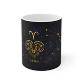 Aries Zodiac Mug — Gold Ram Constellation Coffee Cup (11oz)