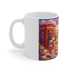 Cute Corgi London Mug — Royal Tea Time Illustration 11oz