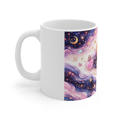 Mystical Moon & Crystals Mug — Cosmic Tarot, Eye & Celestial Pink Art Coffee Cup