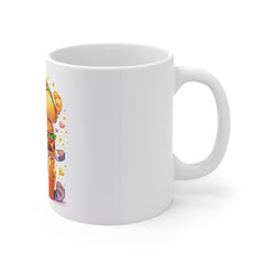 Cute Kawaii Cat Burger Mug — 11oz Coffee Cup with Adorable Cat Stack & Fries Design