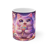 Cosmic Candy Cat Mug – Whimsical Surreal Art Design