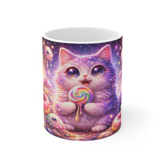 Cosmic Candy Cat Mug – Whimsical Surreal Art Design