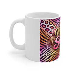 Modern Safari Mug — Pink & Gold Animal Print Coffee Cup