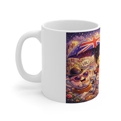 British Tea Party Illustration Mug — Cute Funny Union Jack Afternoon Tea Scene