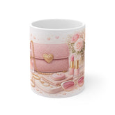 Rosé Glam Coffee Mug – Chic Blush Aesthetic Design