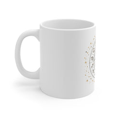 Zodiac Wheel 11oz White Mug — Celestial Horoscope Coffee Cup