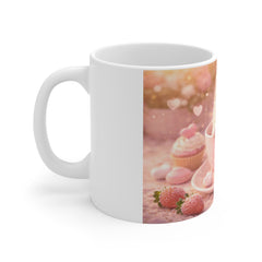 Cute Kitten in Teacup Mug — Pink Heart Cat Coffee Cup, Sweet Dessert Aesthetic Gift