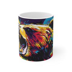 Roaring Colorful Bear Mug — Vibrant Pop-Art Animal Coffee Cup
