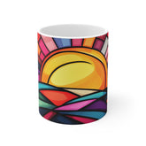 Sunrise Mosaic Ceramic Mug — Colorful Stained-Glass Style Coffee Cup