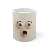 Surprised Face Ceramic Mug — Funny Shocked Emoji Coffee Cup
