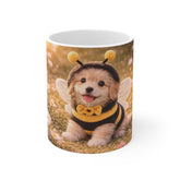 Cute Puppy in Bee Costume Coffee Mug — Adorable Floral Dog Gift
