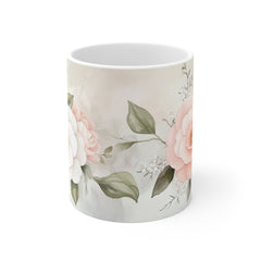 Floral Camellia Coffee Mug — Soft Pastel Botanical Tea Cup