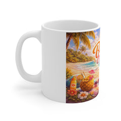 Beach Vibes Mug — Tropical Sunset Coffee Cup with 'Beach Vibes' Design