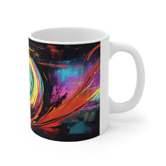 Abstract Neon Swirl Mug – Colorful Psychedelic Coffee Cup